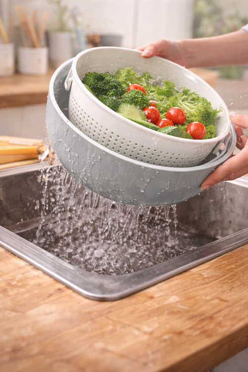 BPA-Free Double Layer Rotatable Strainer Basket