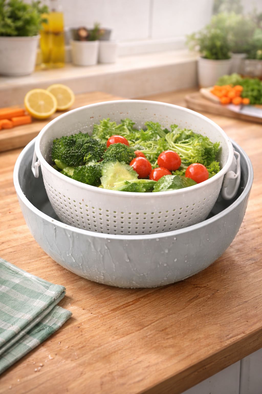 BPA-Free Double Layer Rotatable Strainer Basket