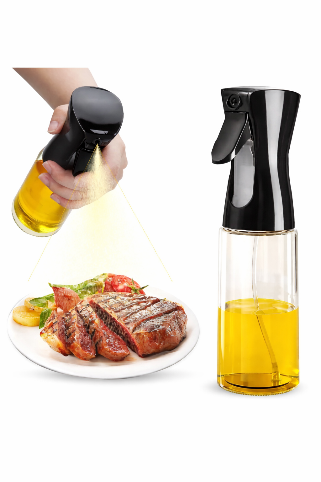 200ml Oil Spray Bottle – Fine Mist Glass Dispenser for Cooking, Baking & BBQ