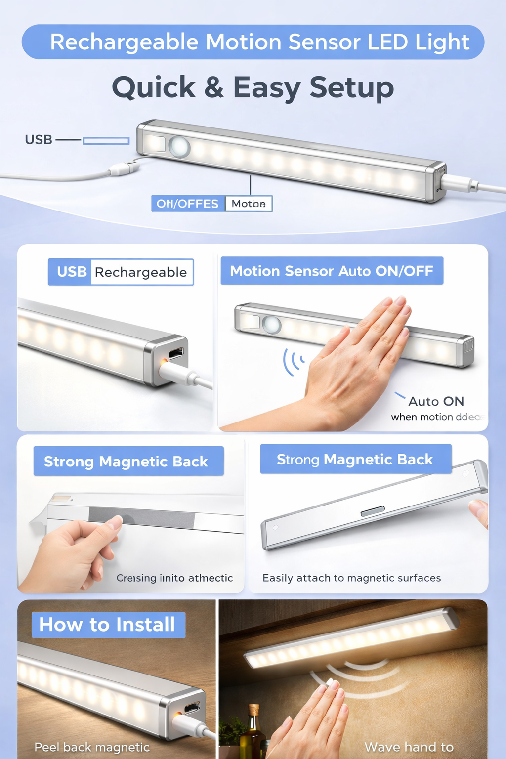 Rechargeable Motion Sensor LED Light