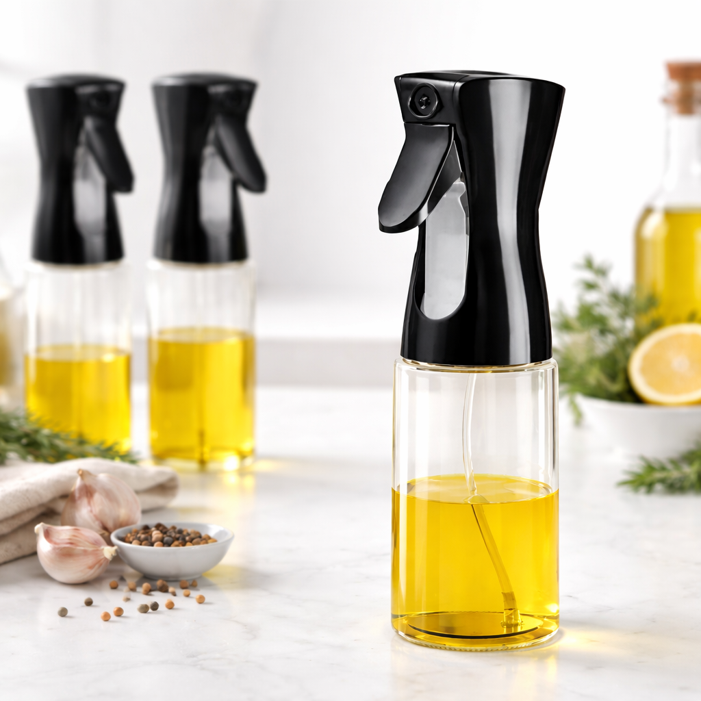 200ml Oil Spray Bottle – Fine Mist Glass Dispenser for Cooking, Baking & BBQ